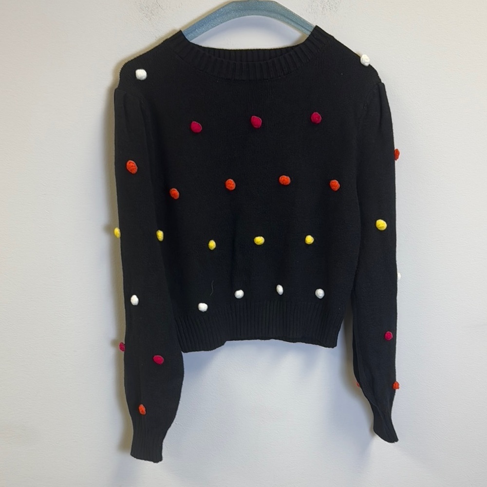 Dreamers By Debut Size M Colorful Pom-Pom Women's Sweater